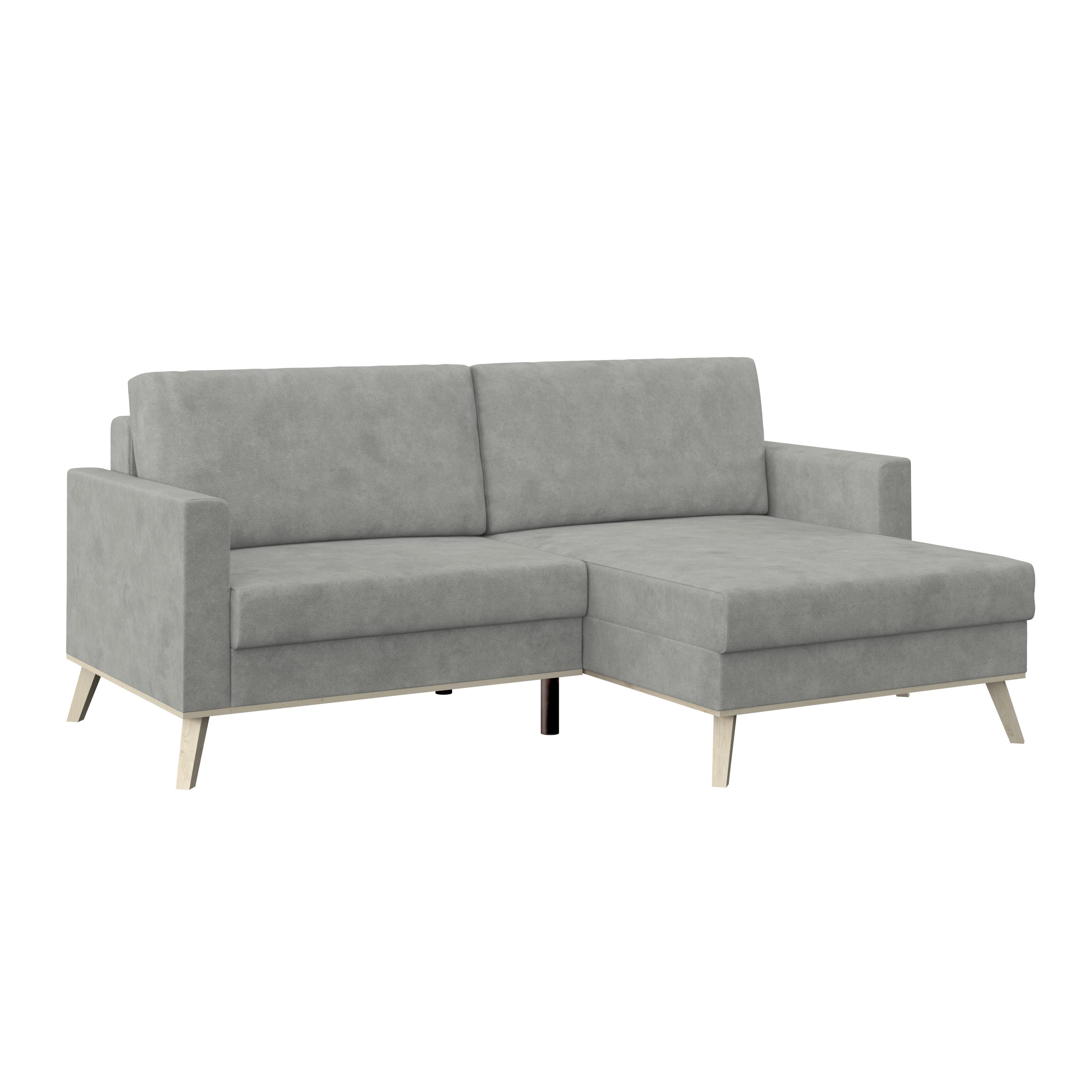Ecksofa Carini - Eichefarben/Hellgrau, Basics, Textil (222/152cm)
