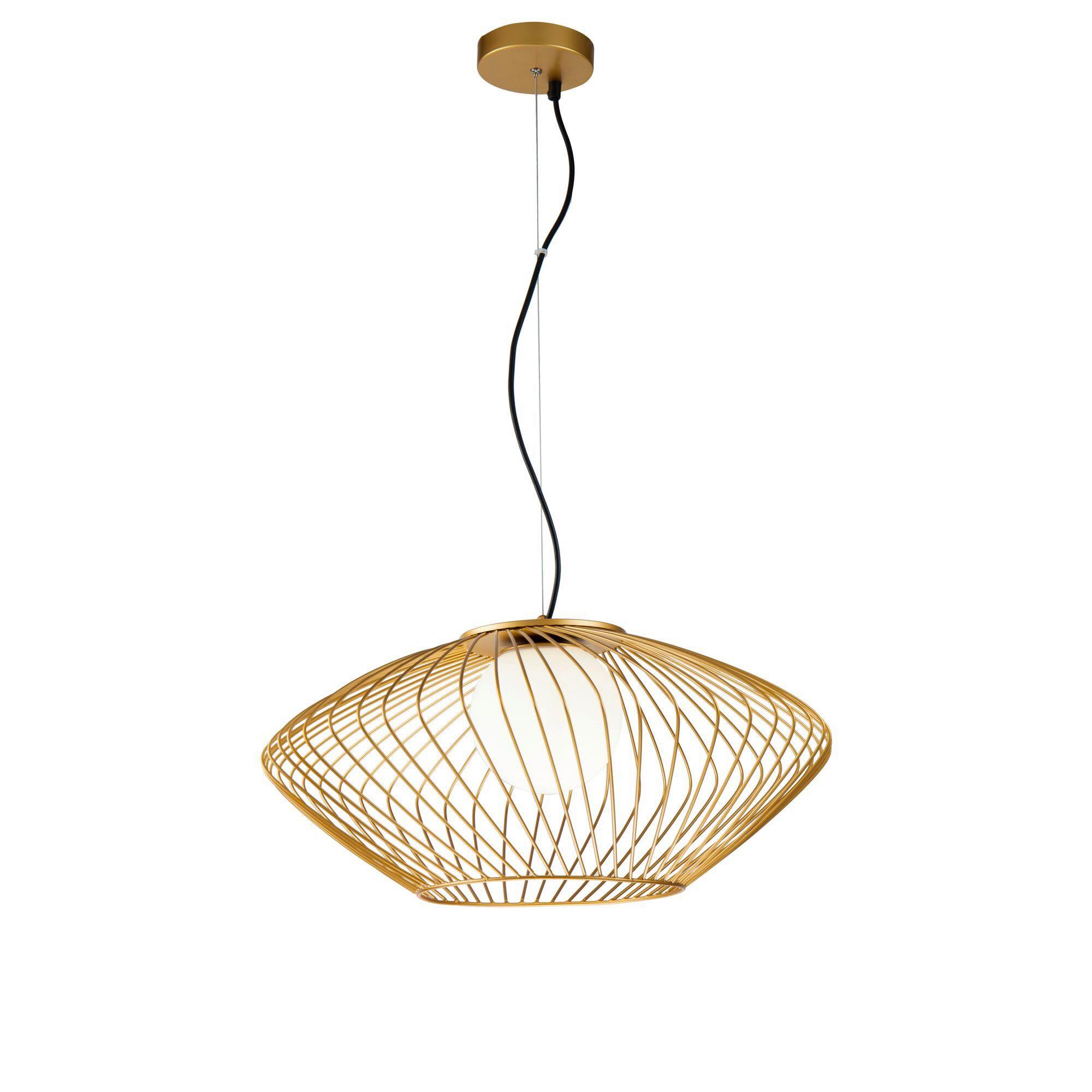 Pendelleuchte Plec - Goldfarben/Weiß, Trend, Glas/Metall (52/24cm) - MAYTONI