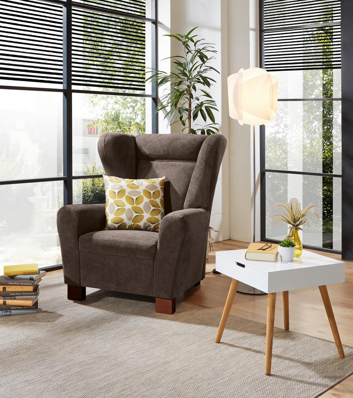 Kreslo Chandler - hnedá/tmavohnedá, Design, drevo/textil (95/109/97cm) - Ondega