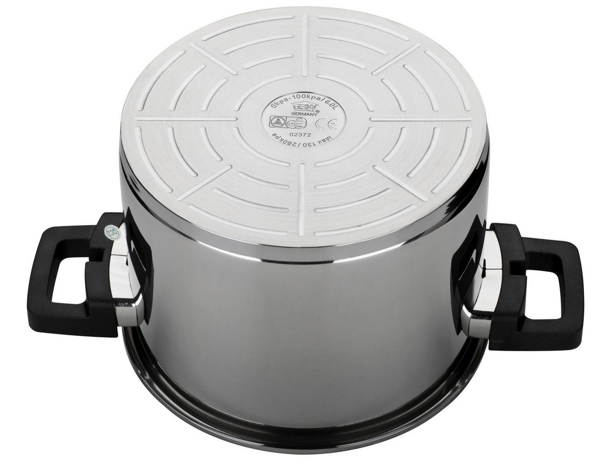 Schnellkochtopf Easy Click Edelstahl, 6 Liter - Edelstahlfarben, Basics, Metall (22cm) - GSW