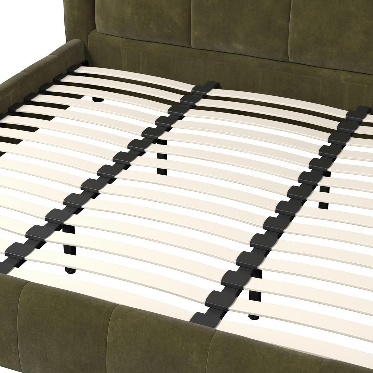 Čalúnená posteľ ANTON 180x200 cm,  tmavozelená - svetlohnedá/čierna, Modern, kov/drevo (180/200cm) - Bessagi Home