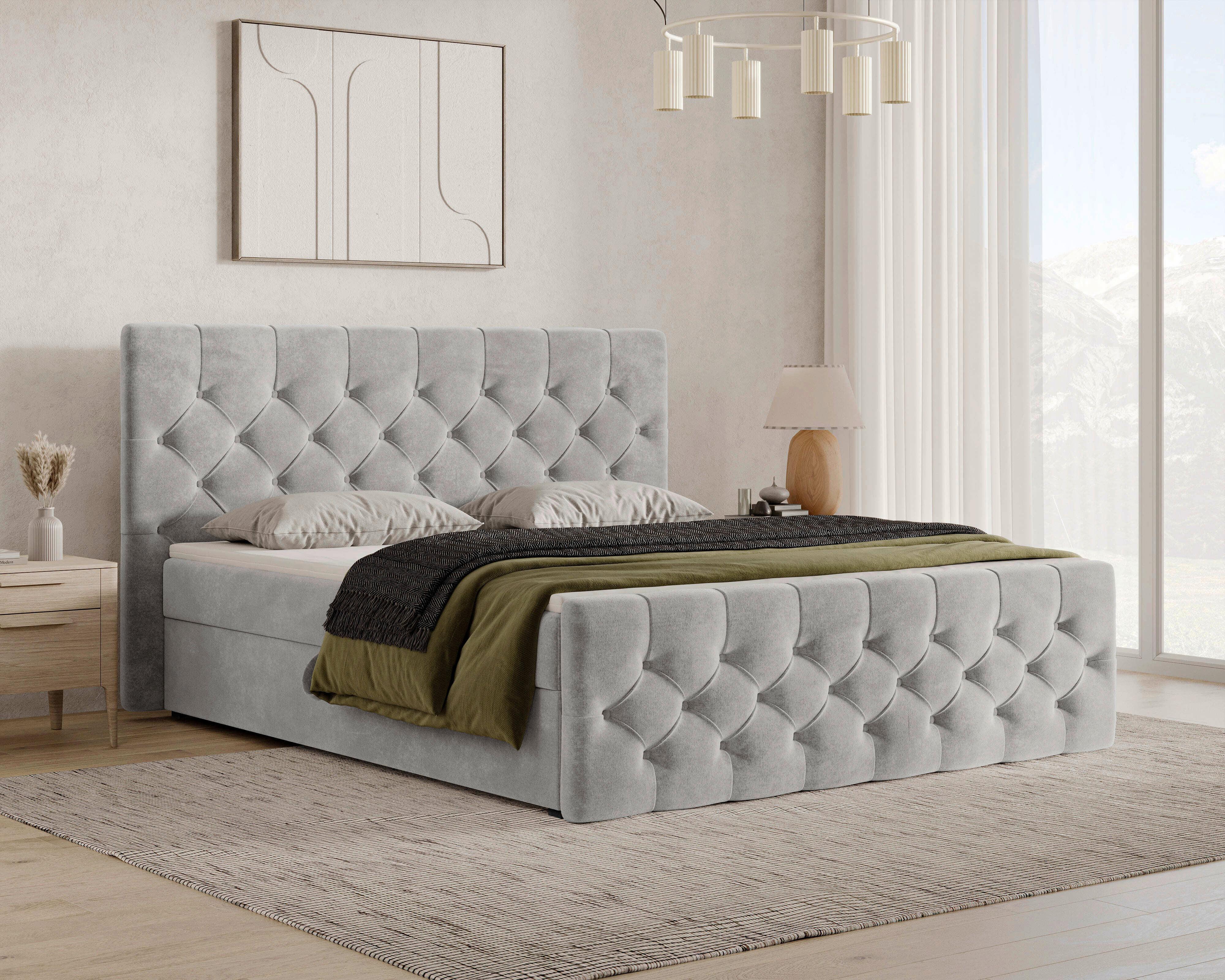 BOXBETT Karo Grau 160x200cm - Schwarz/Grau, MODERN, Holz/Kunststoff (160/200cm) - MID.YOU