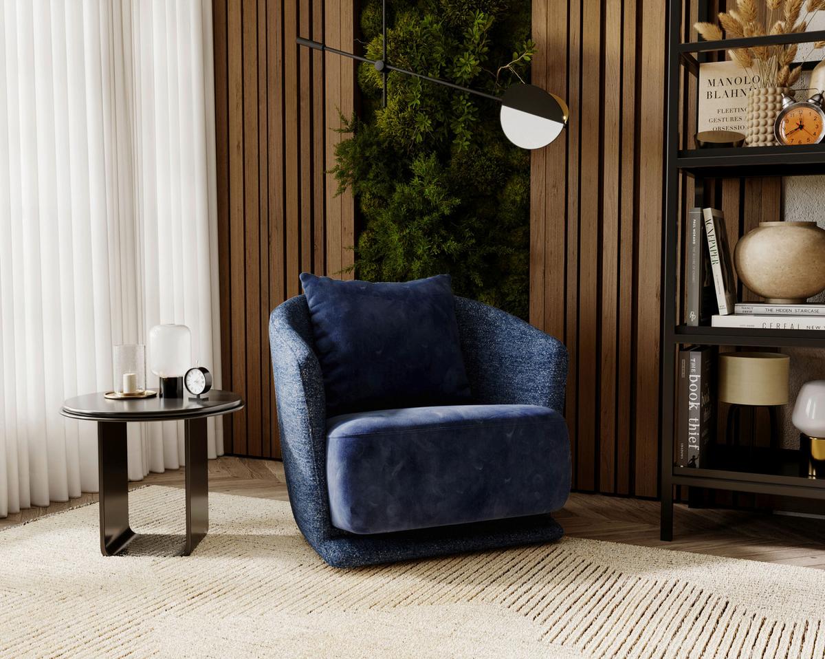 Wish Blau B: 83 Cm - Blau/Schwarz, Design, Textil (83/80/75cm) - Livetastic