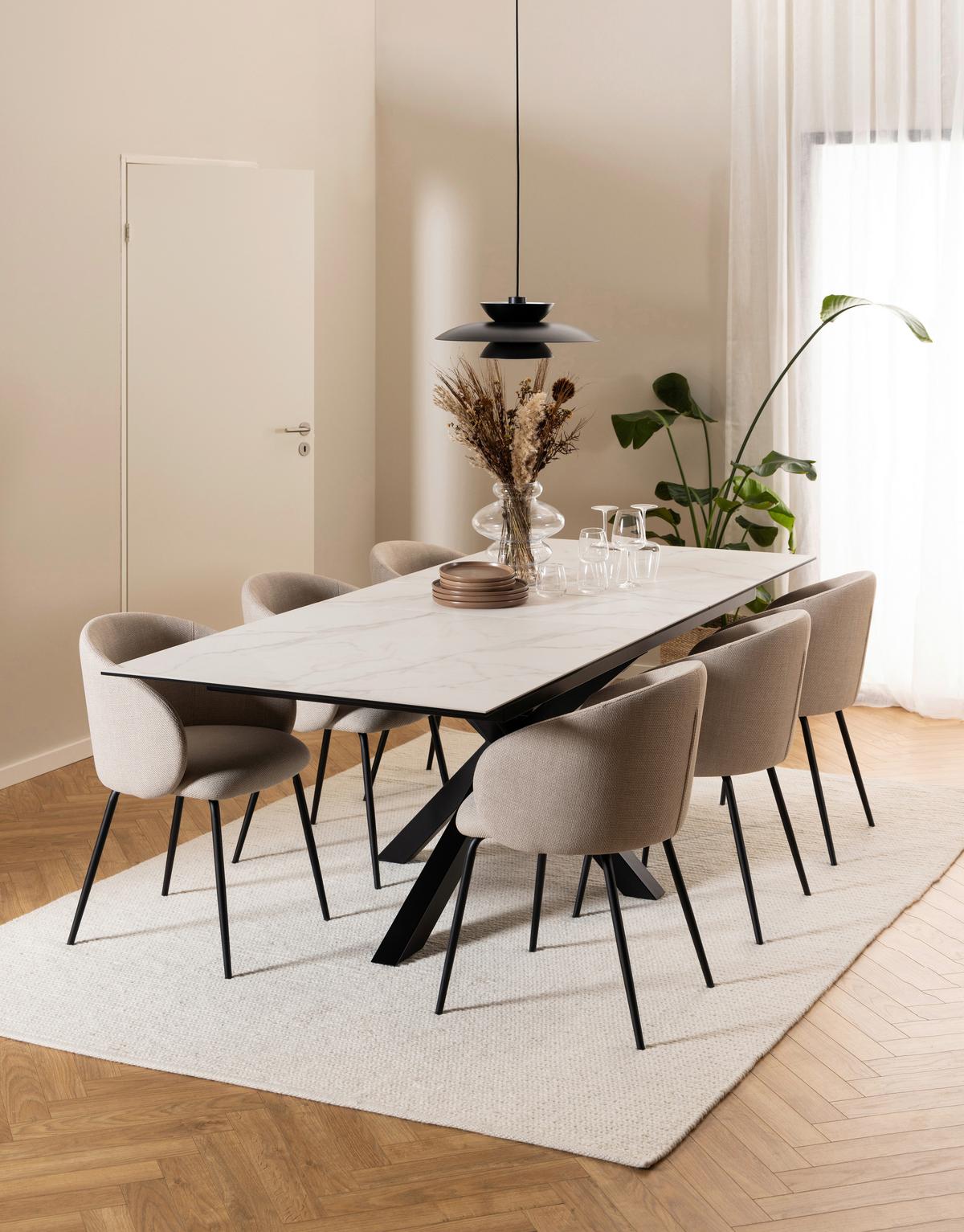 Esstisch ausziehbar Heaven 200-240x100x76cm Schwarz/Weiß - Schwarz/Weiß, Trend, Keramik/Metall (200-240/100/76cm) - MID.YOU