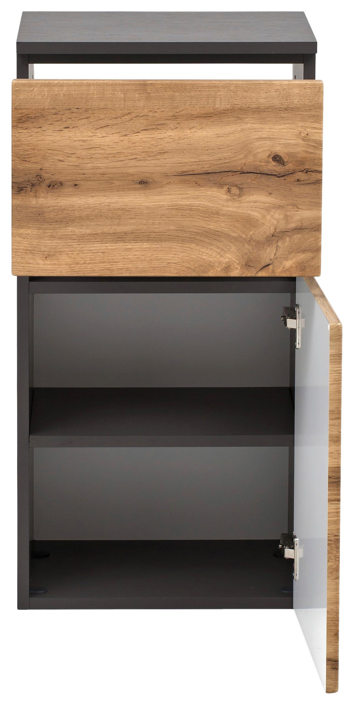 Badezimmer Unterschrank Kopenhagen BxH 40x79 cm - Eichefarben/Silberfarben, KONVENTIONELL, Holzwerkstoff (40/79/35cm) - Held