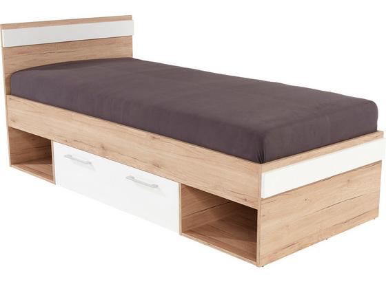 Ágykeret Box - tölgy színű/fehér, modern, faanyagok (207/95/86cm) Ágykeret Box - tölgy színű/fehér, modern, faanyagok (207/95/86cm)