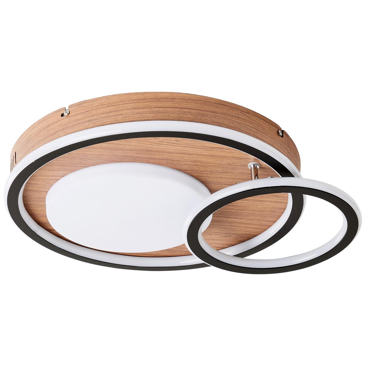 LED-Deckenleuchte Karney L: 57 cm Mit 3 Helligkeitsstufen - Schwarz/Braun, Design, Kunststoff/Metall (39,4/57/8cm) - Brilliant