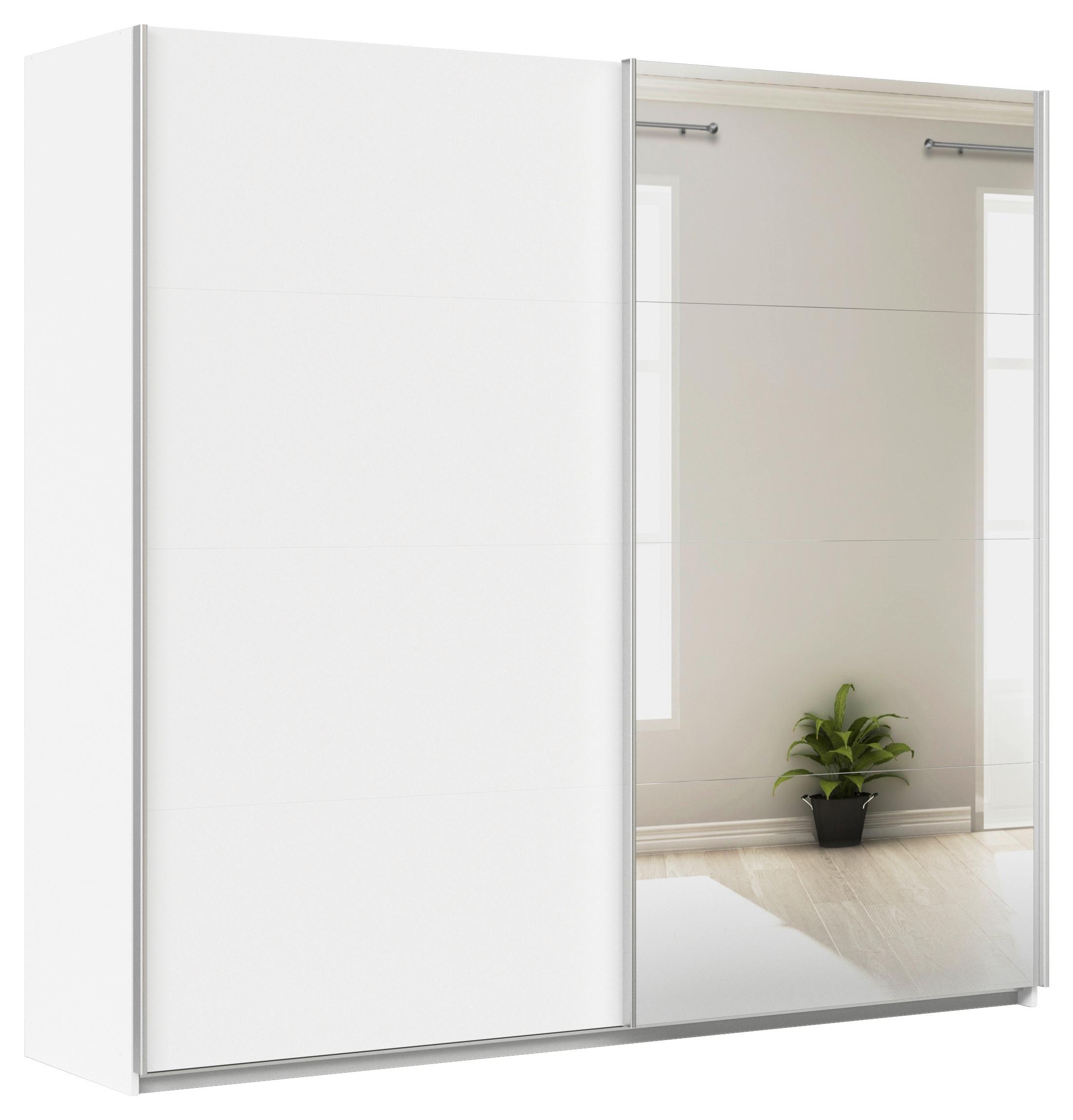 Schwebetürenschrank + Spiegel B: 225cm Feldkirch Weiß - Silberfarben/Weiß, MODERN, Holzwerkstoff (225/210/62cm)