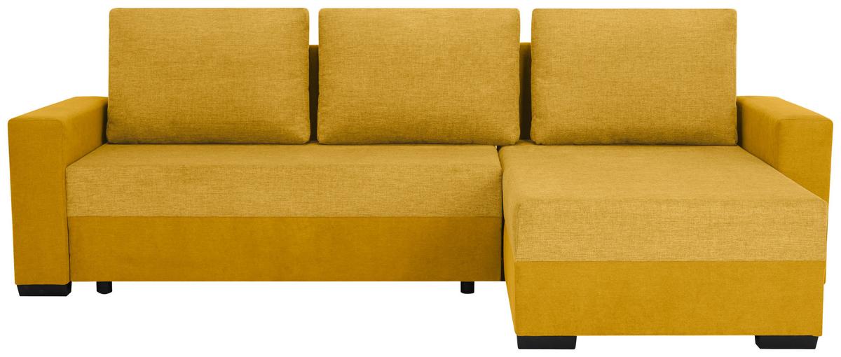 Ecksofa Asna, Gelb S: 252x155 cm - Gelb/Schwarz, Design, Textil (252/155cm) - Livetastic