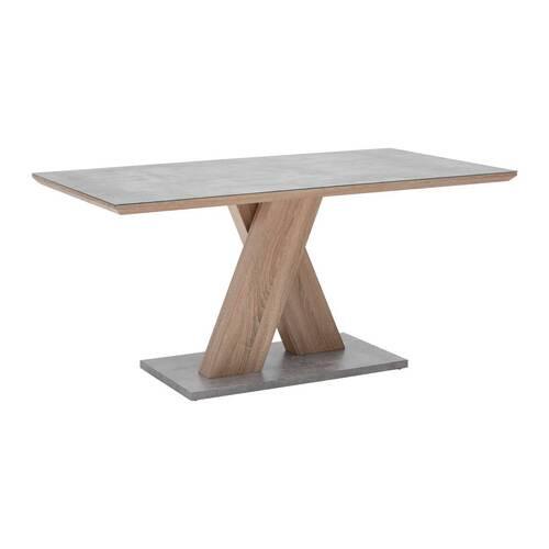 Jedálenský stôl so sklom SANNA 160x90 cm - farba duba/tmavosivá, Modern, drevo/kompozitné drevo (160/90/76cm) - Bessagi Home
