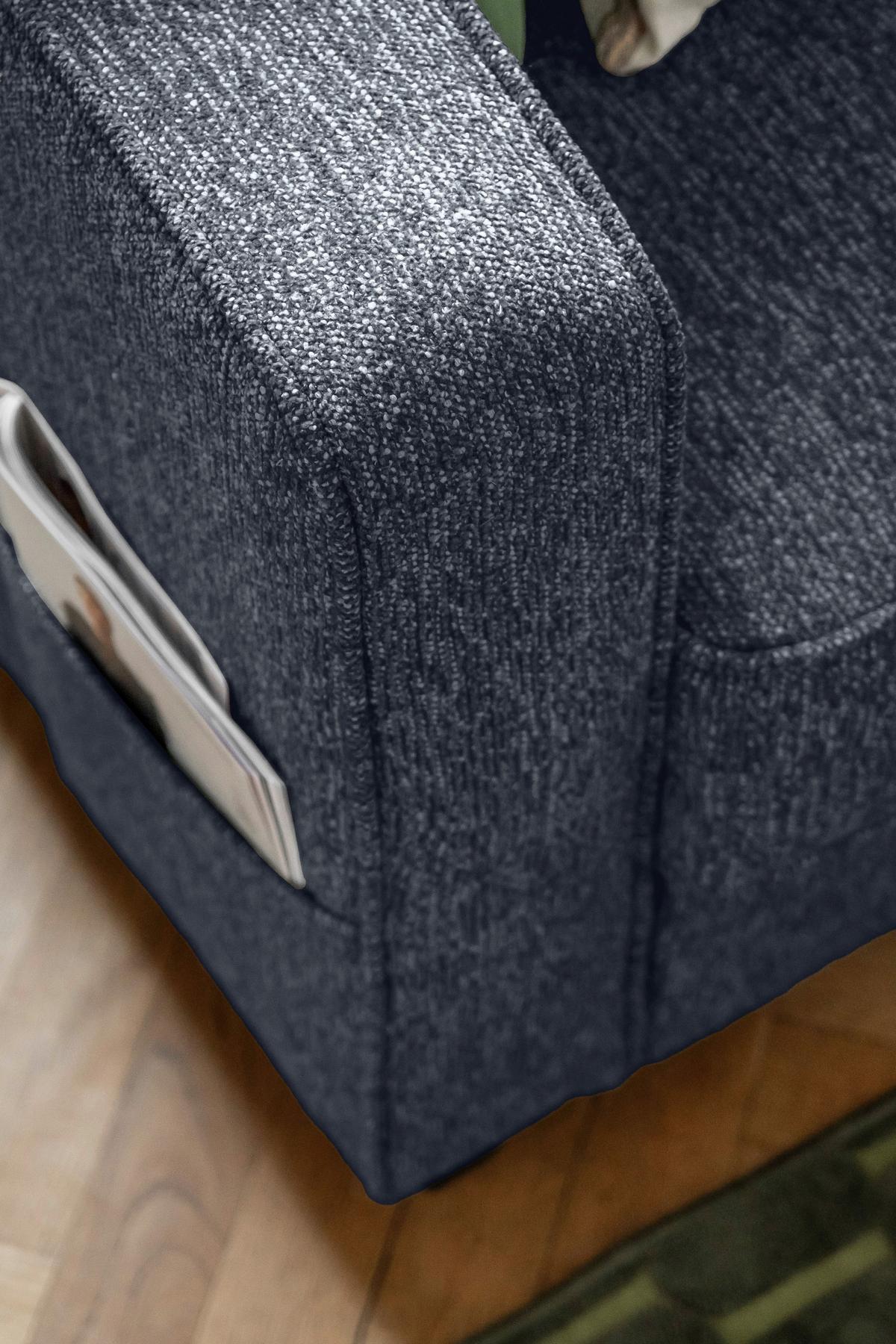 Ecksofa Molly Dunkelblau S: 233x198 cm - Schwarz/Dunkelblau, Textil (233/198cm) - MID.YOU