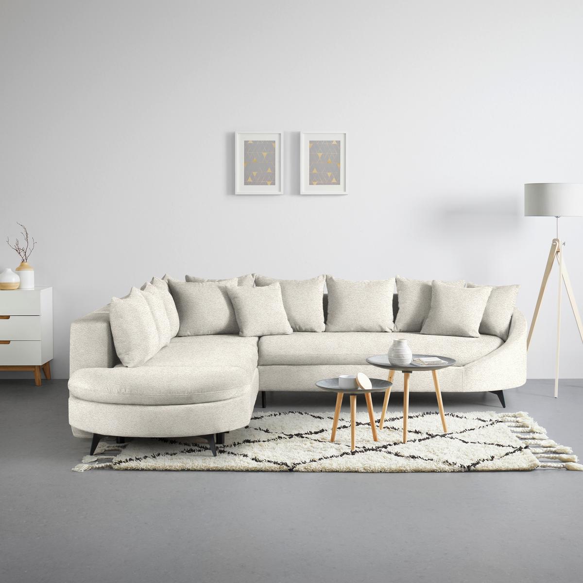Rohová sedačka AXEL, levá, béžová tkanina - černá/béžová, Moderní, kov/textil (250/87/291cm) - Mömax