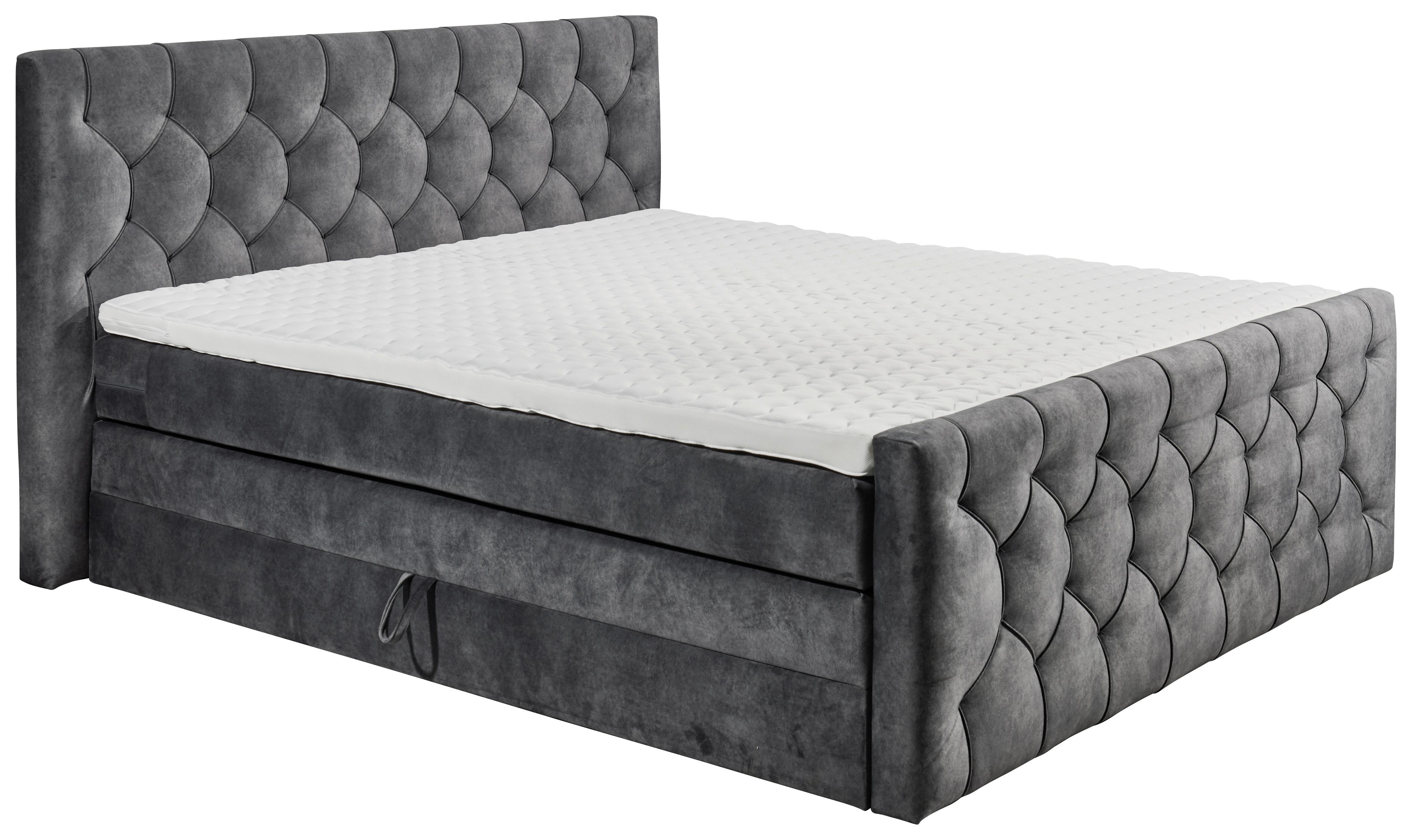 Boxspringbett mit Topper 180x200 cm Cashfield - Anthrazit/Schwarz, MODERN, Holzwerkstoff/Textil (180/200cm) - MID.YOU