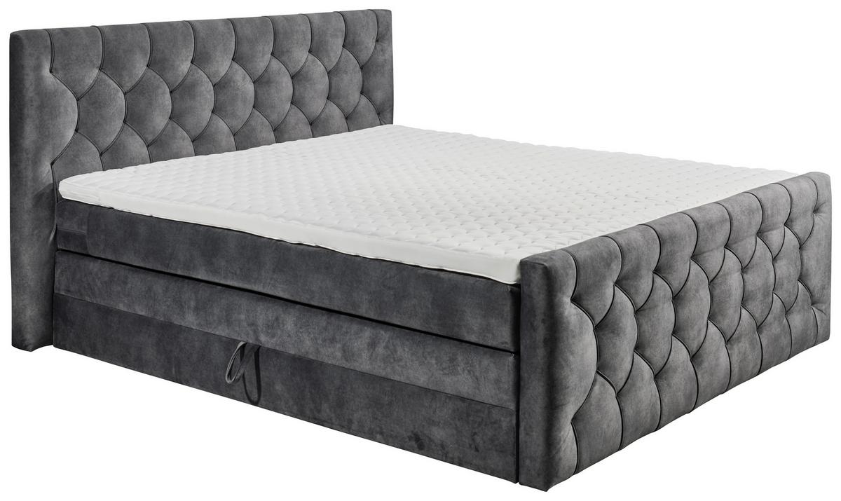 Boxspringbett Mit Topper 180x200 Cm Cashfield - Anthrazit/Schwarz, MODERN, Holzwerkstoff/Textil (180/200cm) - MID.YOU