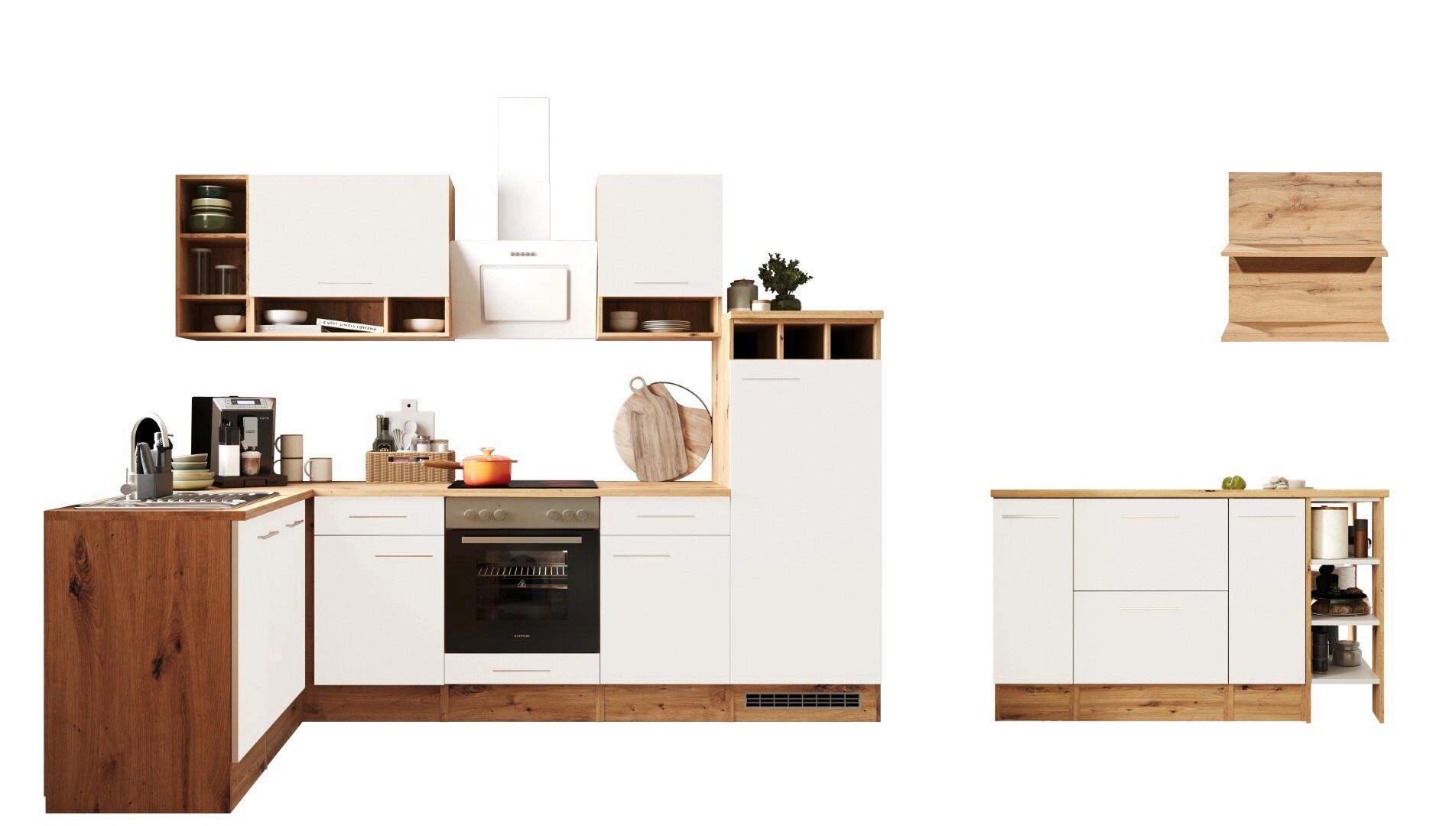 Eckküche Hilde Winkelküche 280 cm - Wildeiche/Weiß, Design, Holzwerkstoff (280/172cm) - Respekta