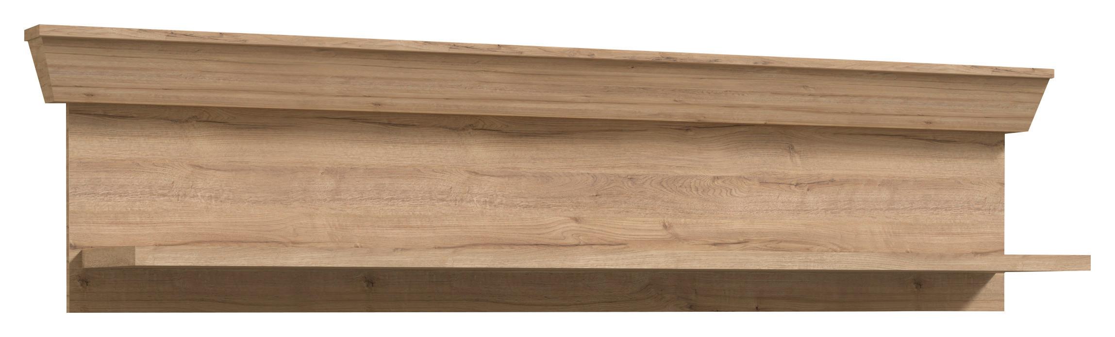 NÁSTĚNNÁ POLICE CANNES - barvy dubu, Romantický / Rustikální, kov/kompozitní dřevo (143/33/23cm)