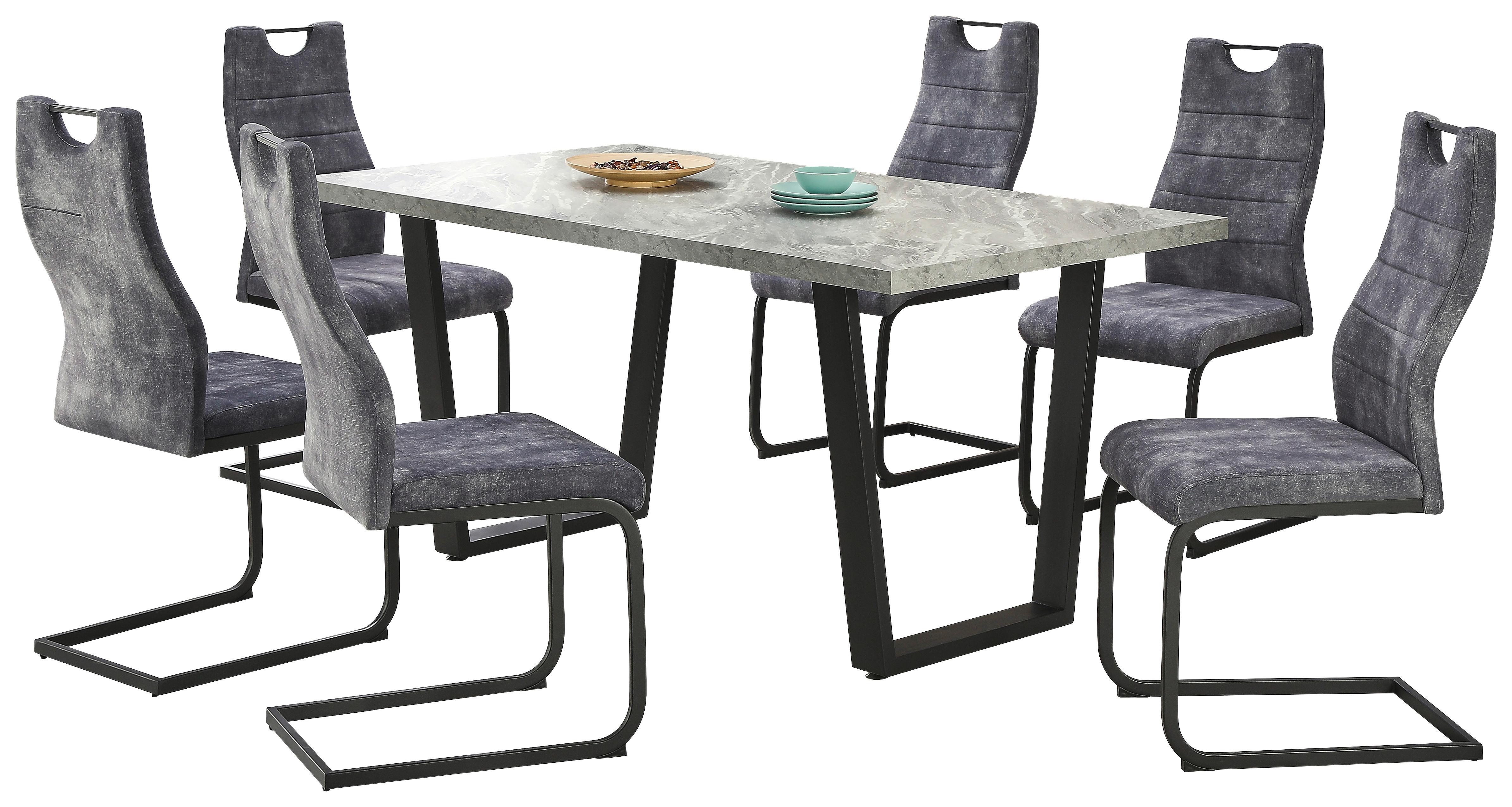 JÍDELNÍ SET MELBOURNE - šedá/černá, Moderní, kov/kompozitní dřevo (160/75/90cm) - Nedis SmartLife