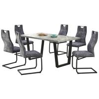 JÍDELNÍ SET MELBOURNE - šedá/černá, Moderní, kov/kompozitní dřevo (160/75/90cm) - Nedis SmartLife