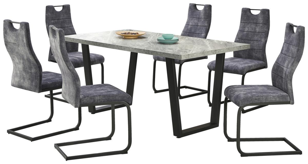 JÍDELNÍ SET MELBOURNE - šedá/černá, Moderní, kov/kompozitní dřevo (160/75/90cm) - Nedis SmartLife