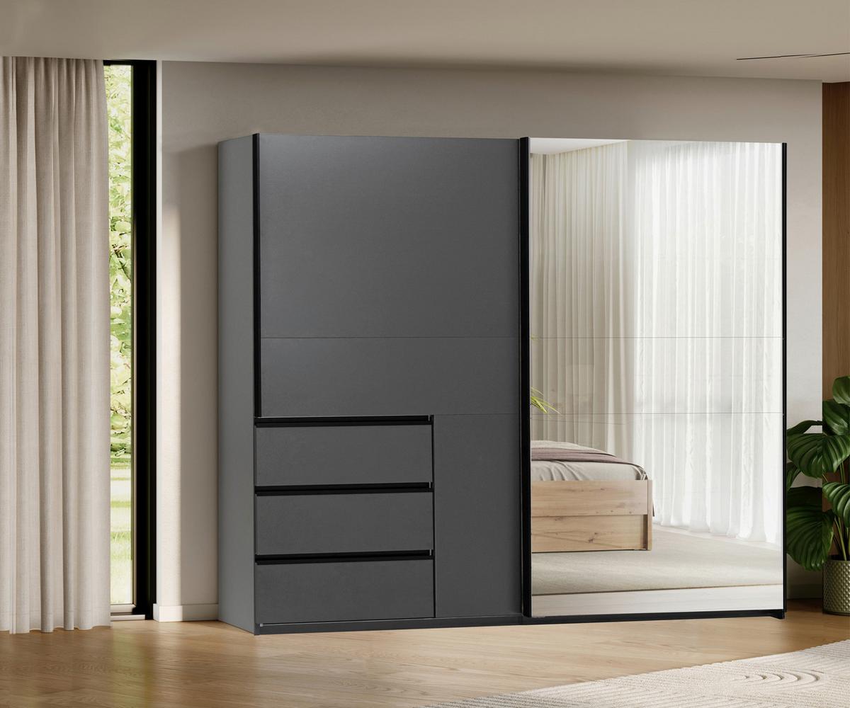 SCHIEBETÜRENSCHRANK Wilma Graphitfarben B: 250cm - Graphitfarben, MODERN, Holzwerkstoff (250/210/62cm) - P & B