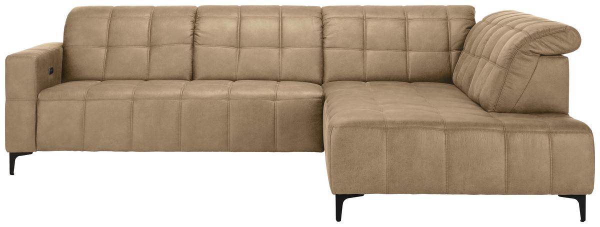 Rohová sedačka PANAMA, pravá, béžová - černá/béžová, Konvenční, kov/textil (304/216cm) - Premium Living