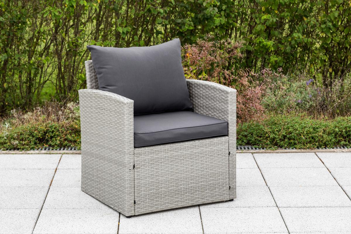 Gartenset Lanzarote - Grau, MODERN, Kunststoff/Textil (65/73/62cm) - Gardenson
