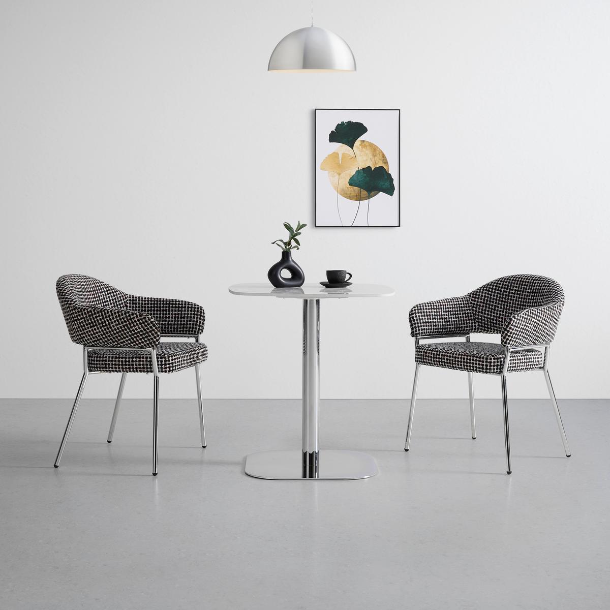 BISTRO STÔL THEO -TREND- - biela/chrómová, Modern, kov/kameň (70/70/75cm) - Premium Living