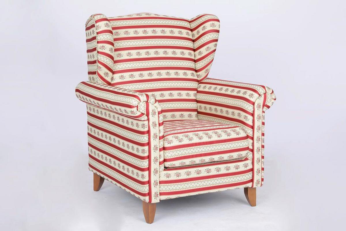Polstersessel Loretta, rot +Blumenmuster, ca.86x81x105 cm - Basics (81/86/105cm)