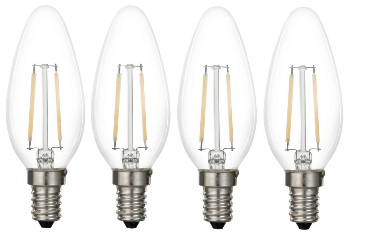 LED žiarovka Multi, 3,8W, 4ks v balení - číra, kov/sklo (3,7/9,8cm) - Modern Living