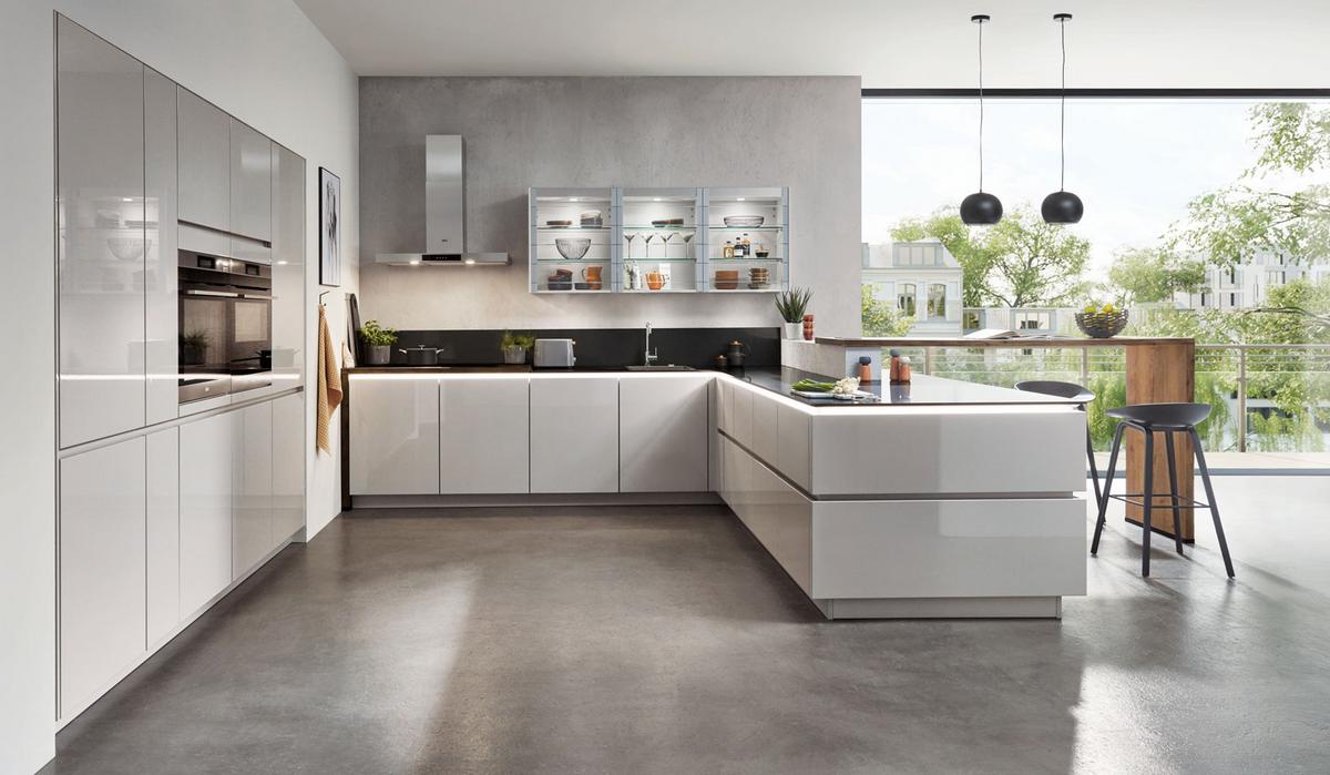 Einbauküche Luxor Frei Planbar Modern, grifflos - Schwarz/Grau, MODERN, Holzwerkstoff - Vertico