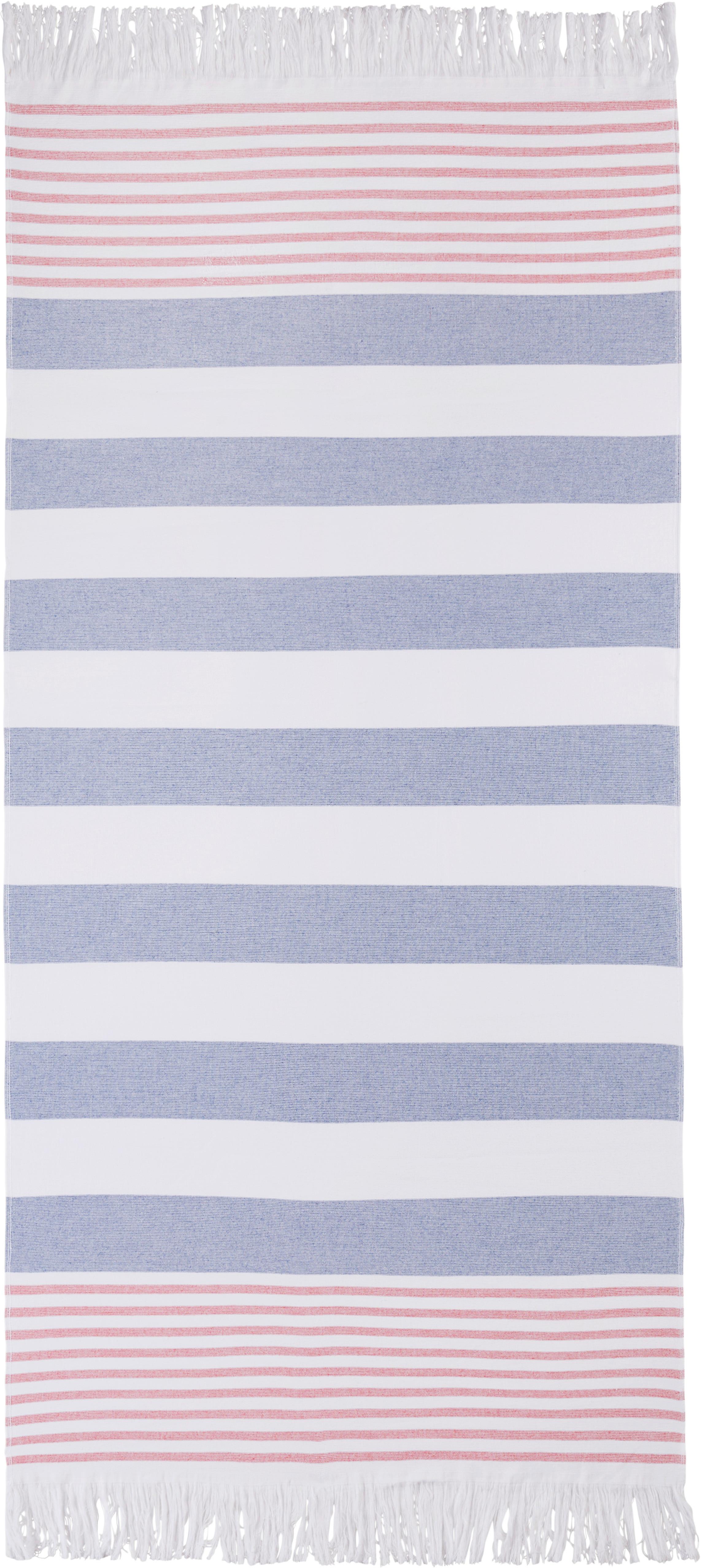 Hamamtuch Lotti - Blau/Rot, MODERN, Textil (80/180cm) - Luca Bessoni