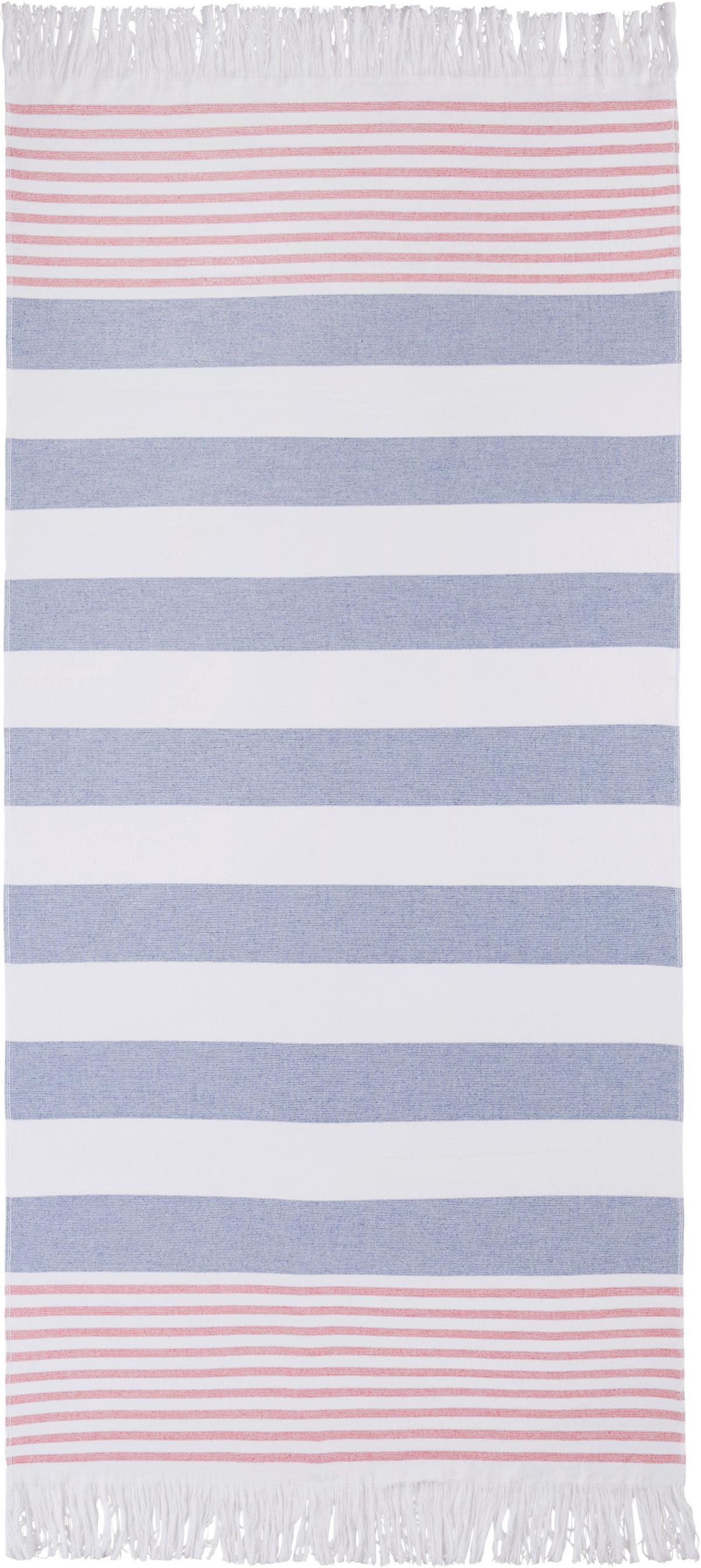 Hamamtuch Lotti - Blau/Rot, MODERN, Textil (80/180cm) - Luca Bessoni