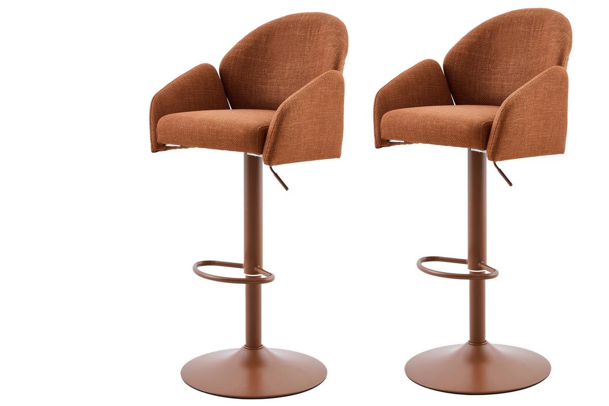 Barhocker-Set Holly H 2er-Set - Rotbraun, MODERN, Textil/Metall (51,5/96-117/53cm) - MID.YOU