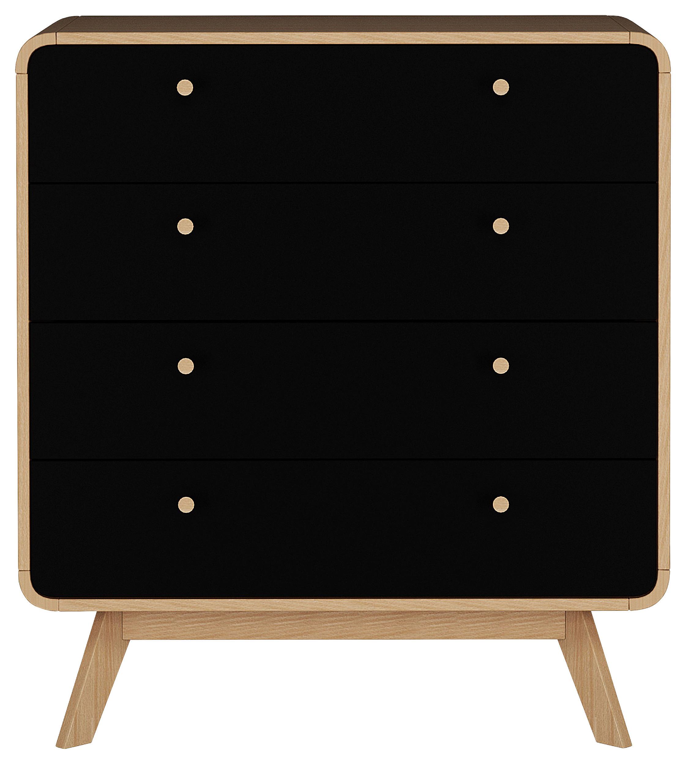 Kommode Cassie Schwarz/Eichefarben 80 cm - Eichefarben/Schwarz, Design, Holzwerkstoff (80/88/39cm) - MID.YOU
