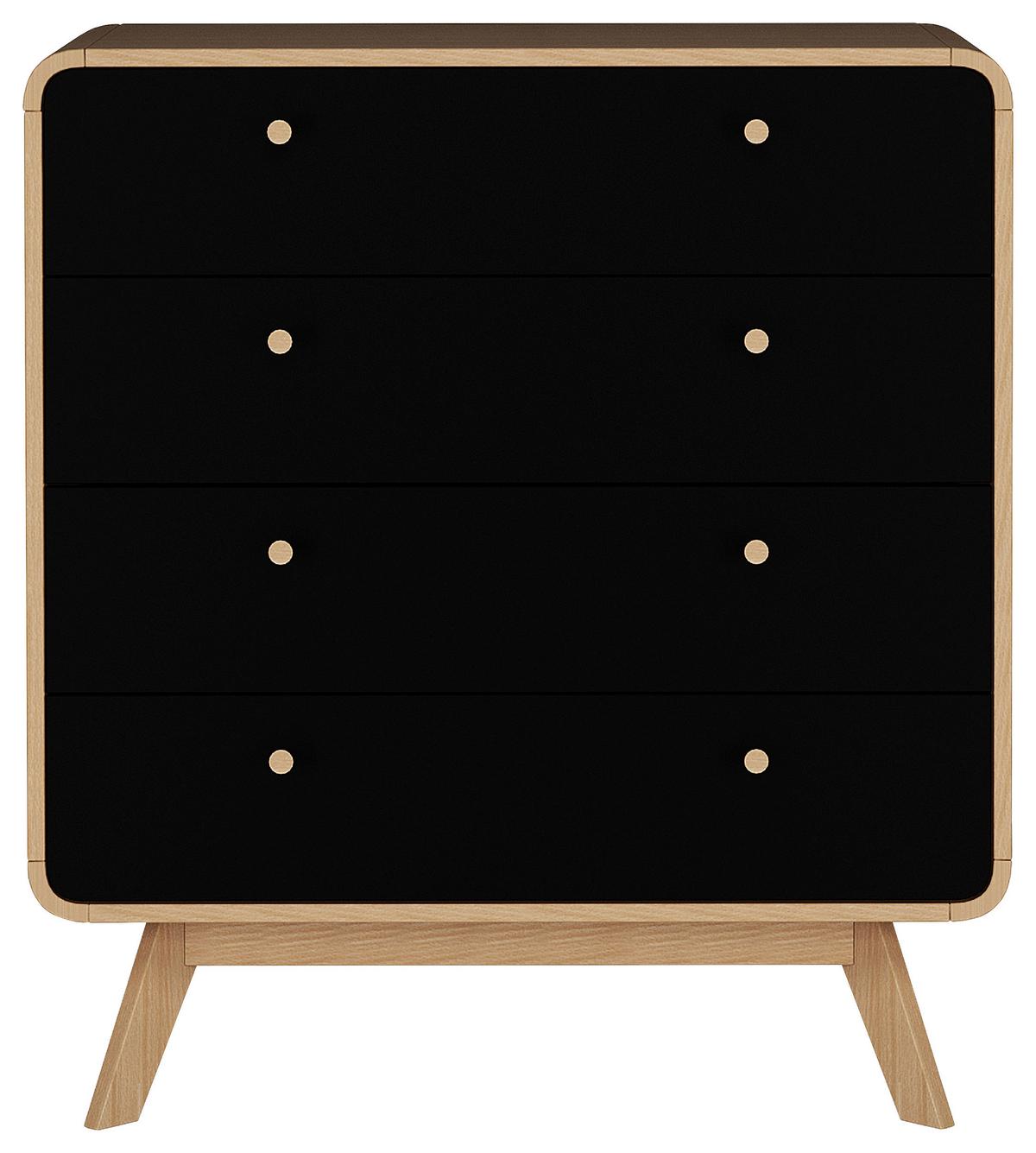 Kommode Cassie Schwarz/Eichefarben 80 cm - Eichefarben/Schwarz, Design, Holzwerkstoff (80/88/39cm) - MID.YOU