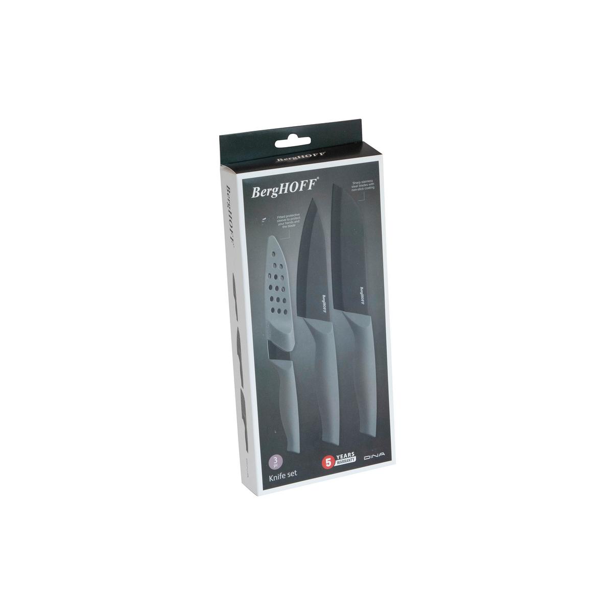 Messerset 3-teilig Schwarz - Schwarz, Basics, Metall (32.30/14.40/4cm) - BergHOFF