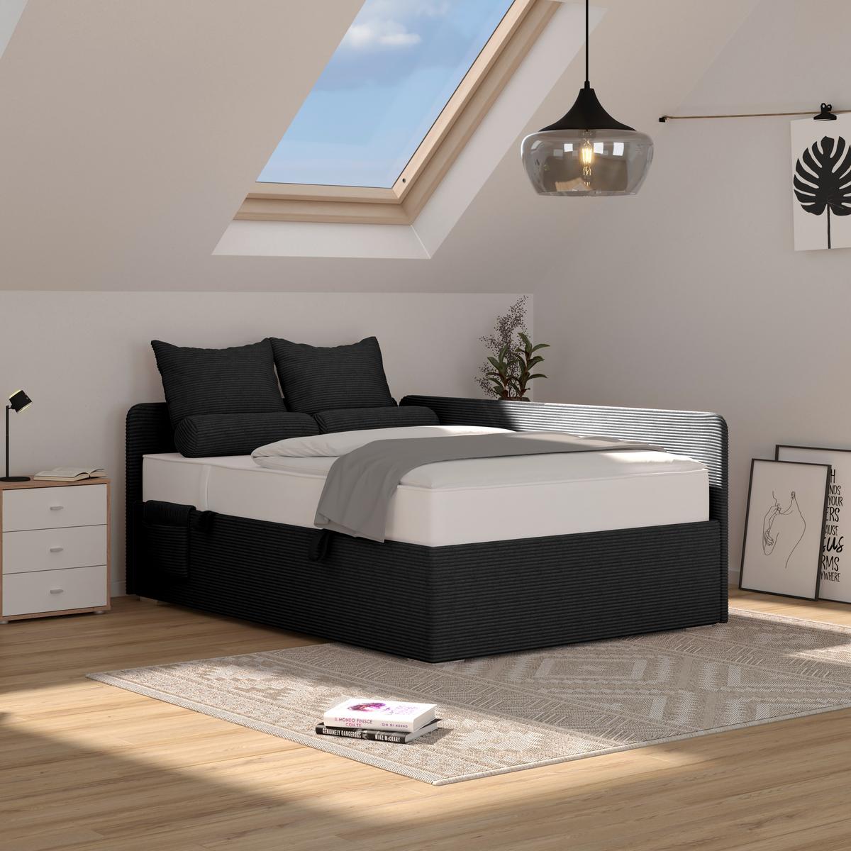 Polsterbett Remi - Chromfarben/Silberfarben, MODERN, Holz/Textil (140/200cm)