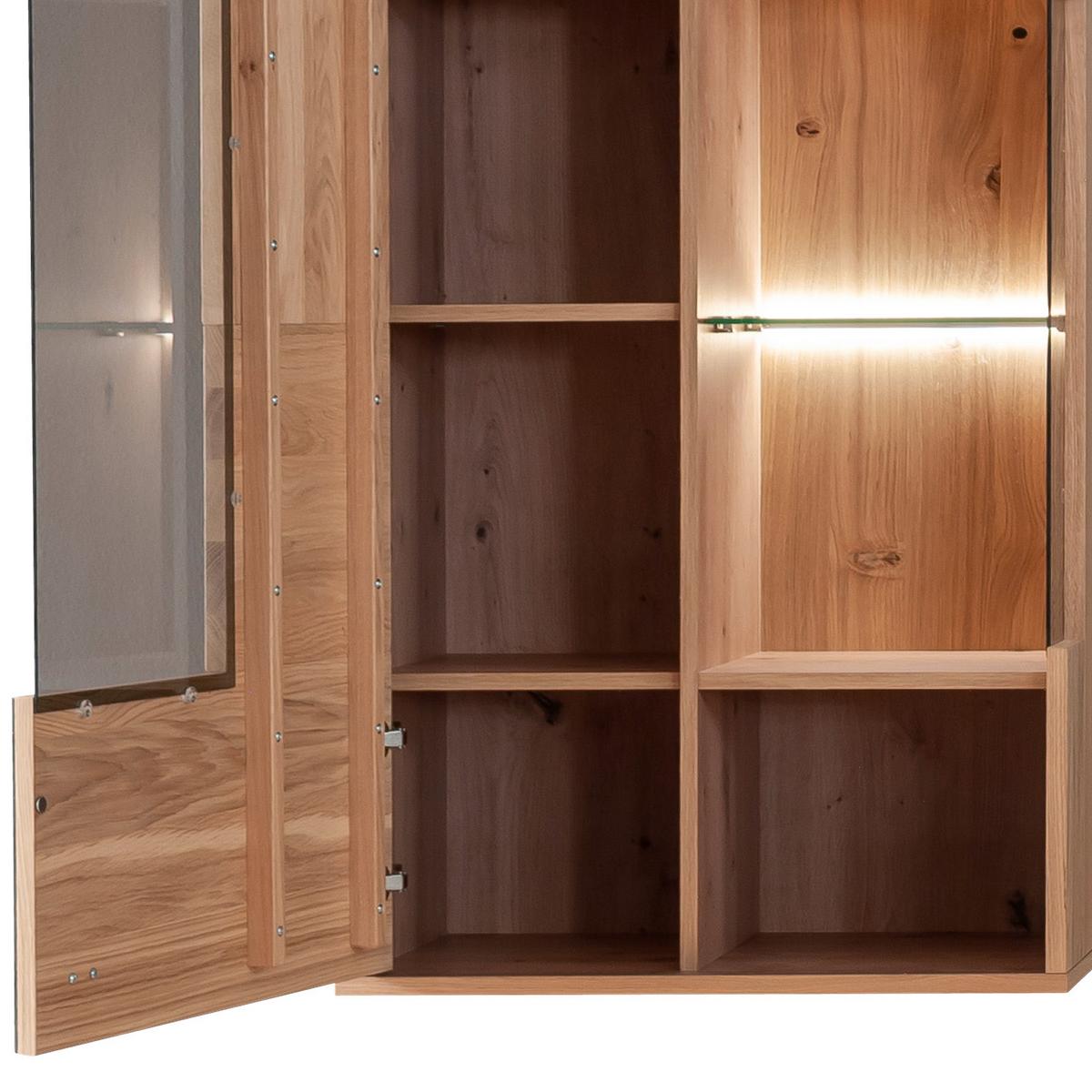 Wohnkombination teilmassiv 2tlg. Valencia Anthrazit/Eiche - Eiche Bianco/Anthrazit, Design, Glas/Holz (306/198/50cm) - MID.YOU