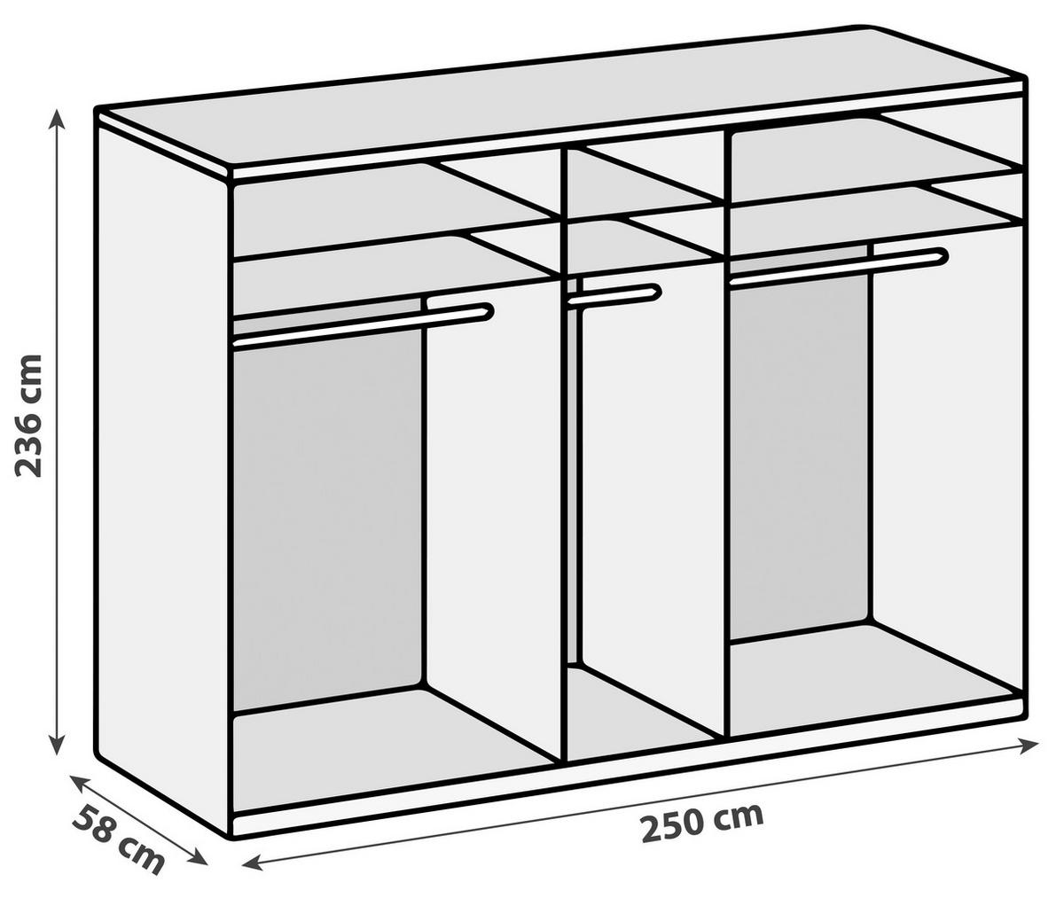Drehtürenschrank 250 Cm Level 36c Weiß/eiche Dekor - Eichefarben/Weiß, MODERN, Glas/Holzwerkstoff (250/236/58cm) - MID.YOU