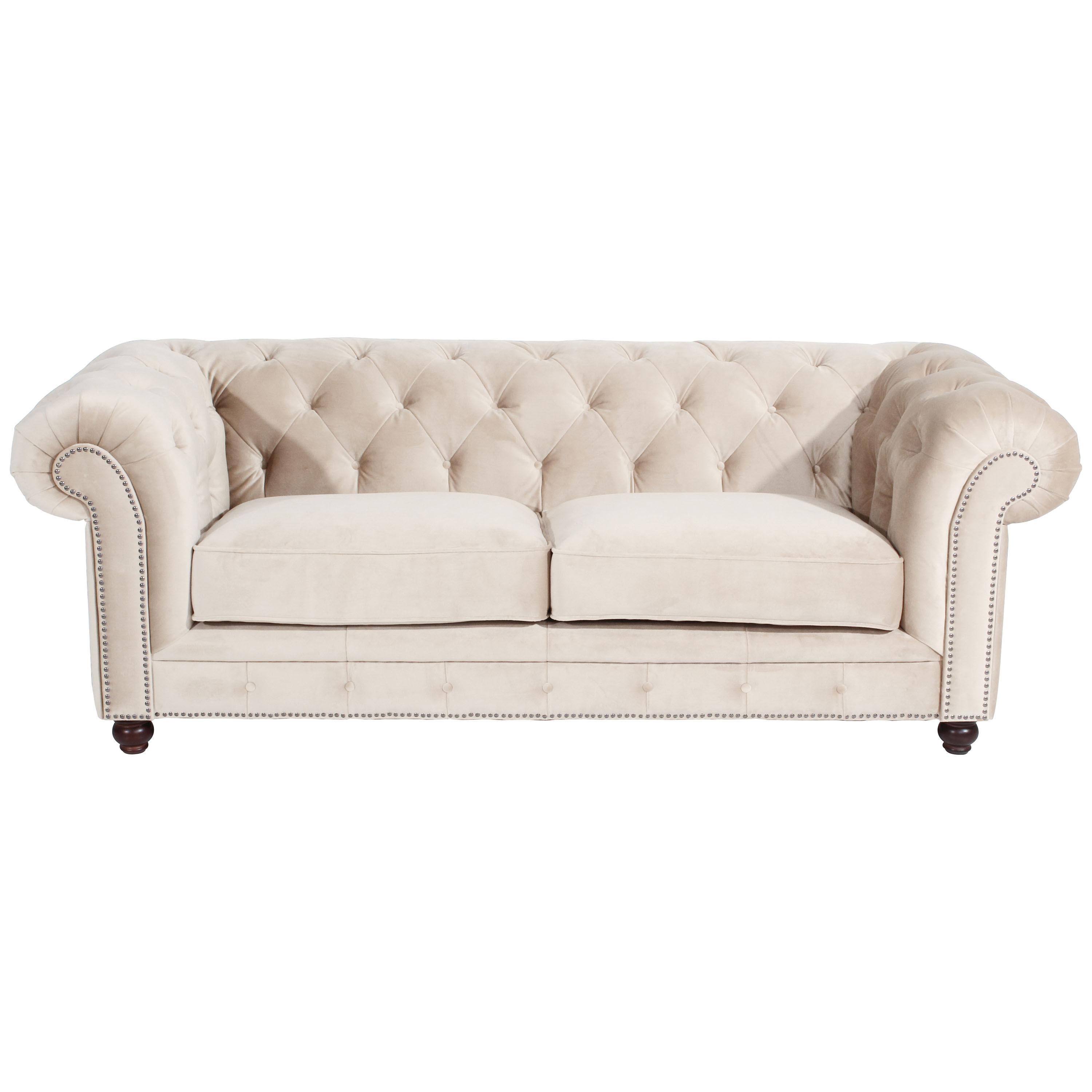 CHESTERFIELD-SOFA ORLEANS - Nussbaumfarben/Creme, Design, Textil (216/77/100cm) - Max Winzer