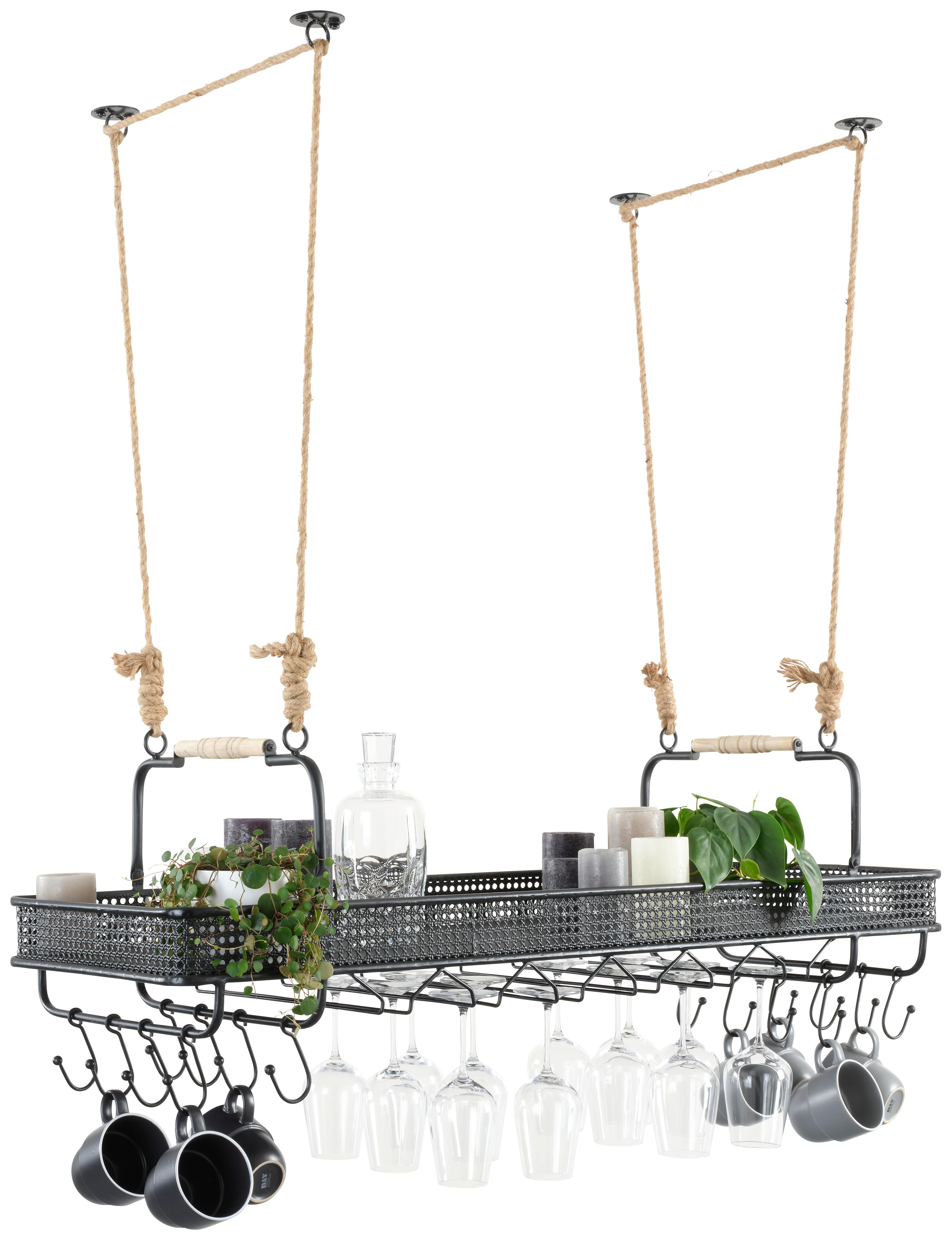 ZÁVĚSNÁ SKŘÍŇKA CONSTANTIN - černá/přírodní barvy, Lifestyle, kov/dřevo (120/35/41cm) - Premium Living