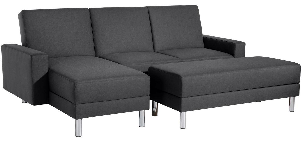 Ecksofa mit Schlaffunktion Just Fashion Graphitfarben - Chromfarben/Graphitfarben, KONVENTIONELL, Textil (152/230cm) - Max Winzer