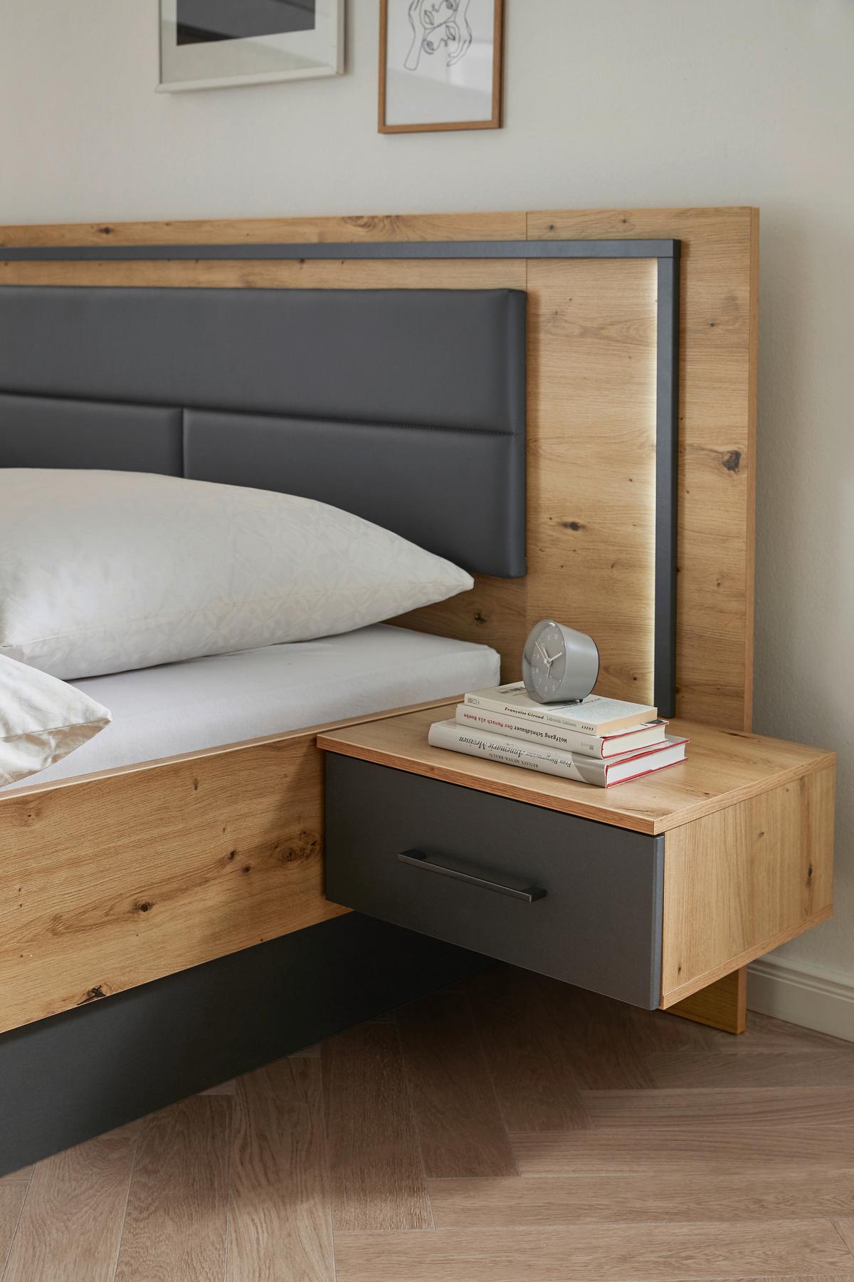 Bettanlage Bilbao Extra Eiche Artisan Lf: 180x200 Cm - Eichefarben/Eiche Artisan, Design, Holzwerkstoff/Textil (180/200cm) - Rauch Möbel