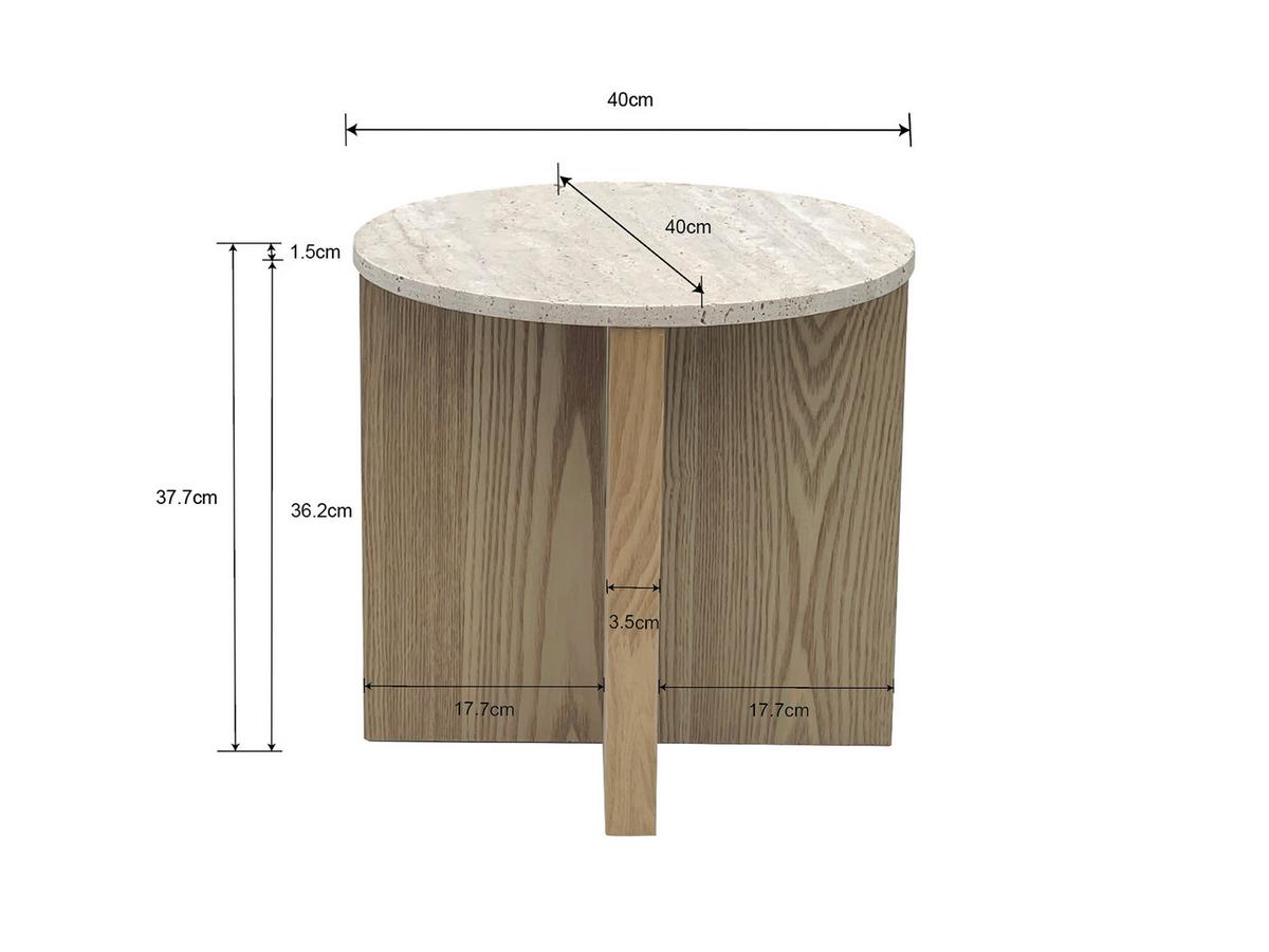Príručný stolík MATERA p. 40 cm - prírodná farba, Modern, kompozitné drevo/kameň (40/39cm) - Premium Living