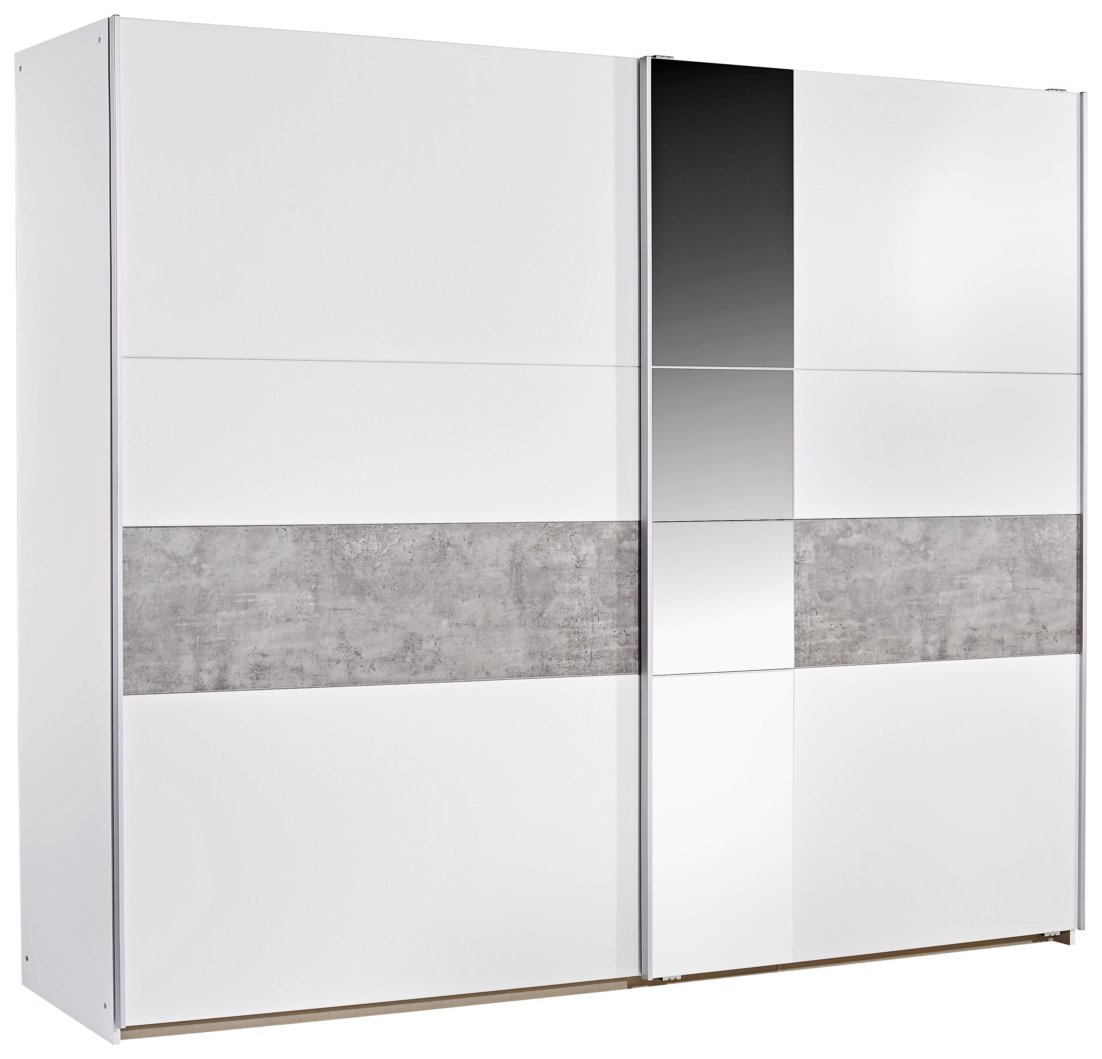 Tolóajtós Szekrény Korbach - Szürke/Fehér, modern, Faalapú anyag (261/210/59cm)