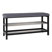 SCHUHBANK Padova, Schwarz B: 100 cm - Schwarz/Grau, Design, Holz/Textil (100/50/34cm) - MID.YOU
