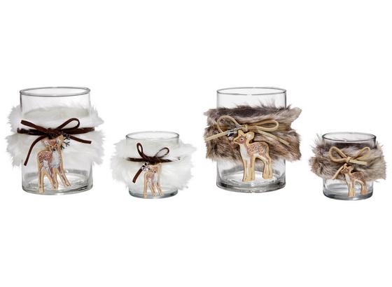 Teelichthalter H: 8 cm - Transparent/Braun, ROMANTIK / LANDHAUS, Glas/Fell (8/8cm) Teelichthalter H: 8 cm - Transparent/Braun, ROMANTIK / LANDHAUS, Glas/Fell (8/8cm)