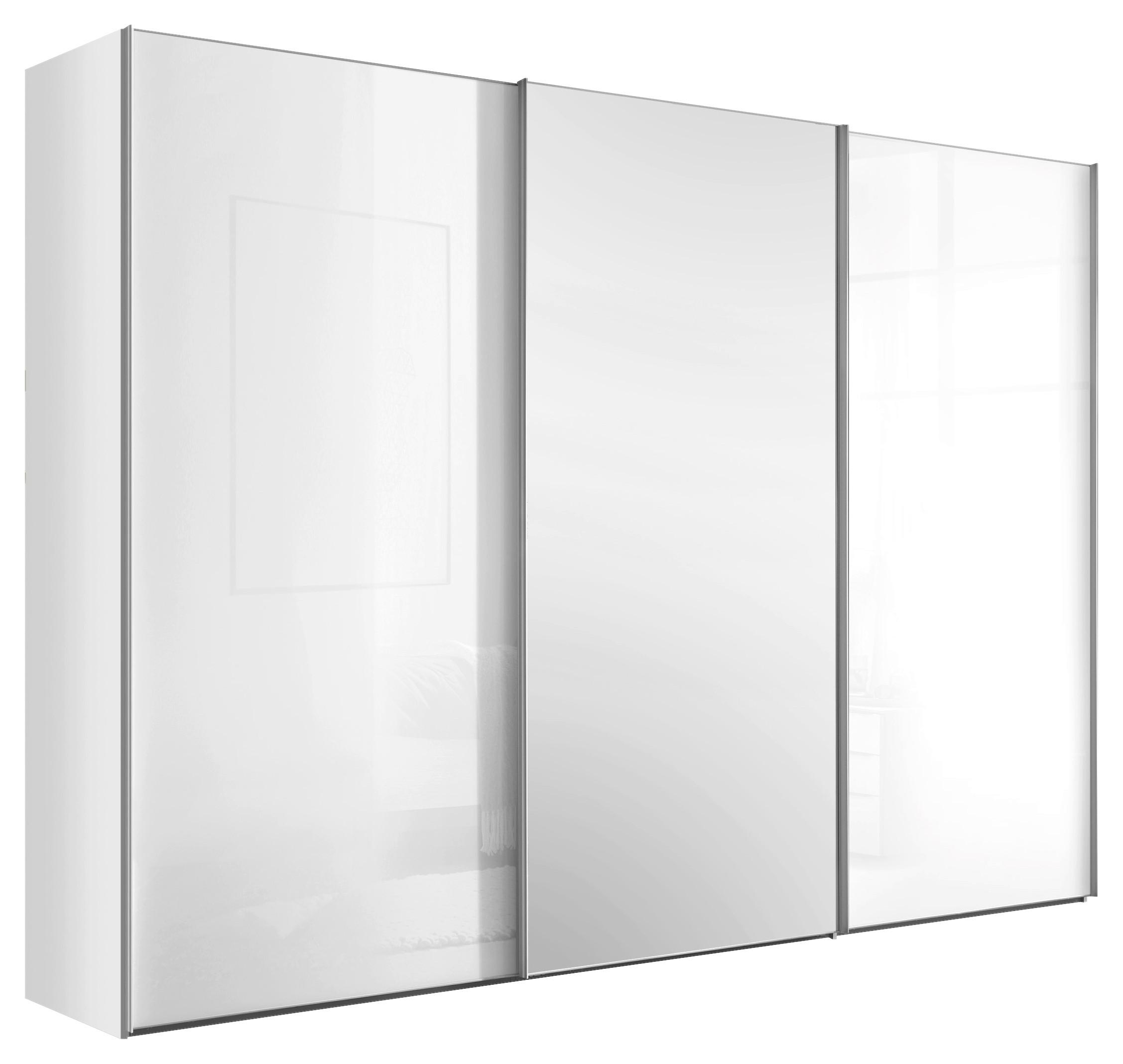 Šatní skříň LUMOS - bílá/barvy hliníku, Konvenční, kov/kompozitní dřevo (249/222/68cm)