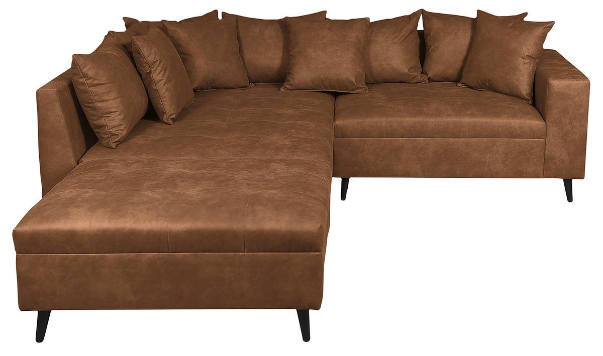 Ecksofa Pruno, Braun S: 174x247 Cm - Schwarz/Braun, Design, Textil (174/247cm) - MID.YOU