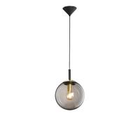 Hängeleuchte Dini H: 140 Cm 1-Flammig, Rauchglas Kugel - Schwarz, Trend, Glas/Kunststoff (25/140cm) - Fischer & Honsel
